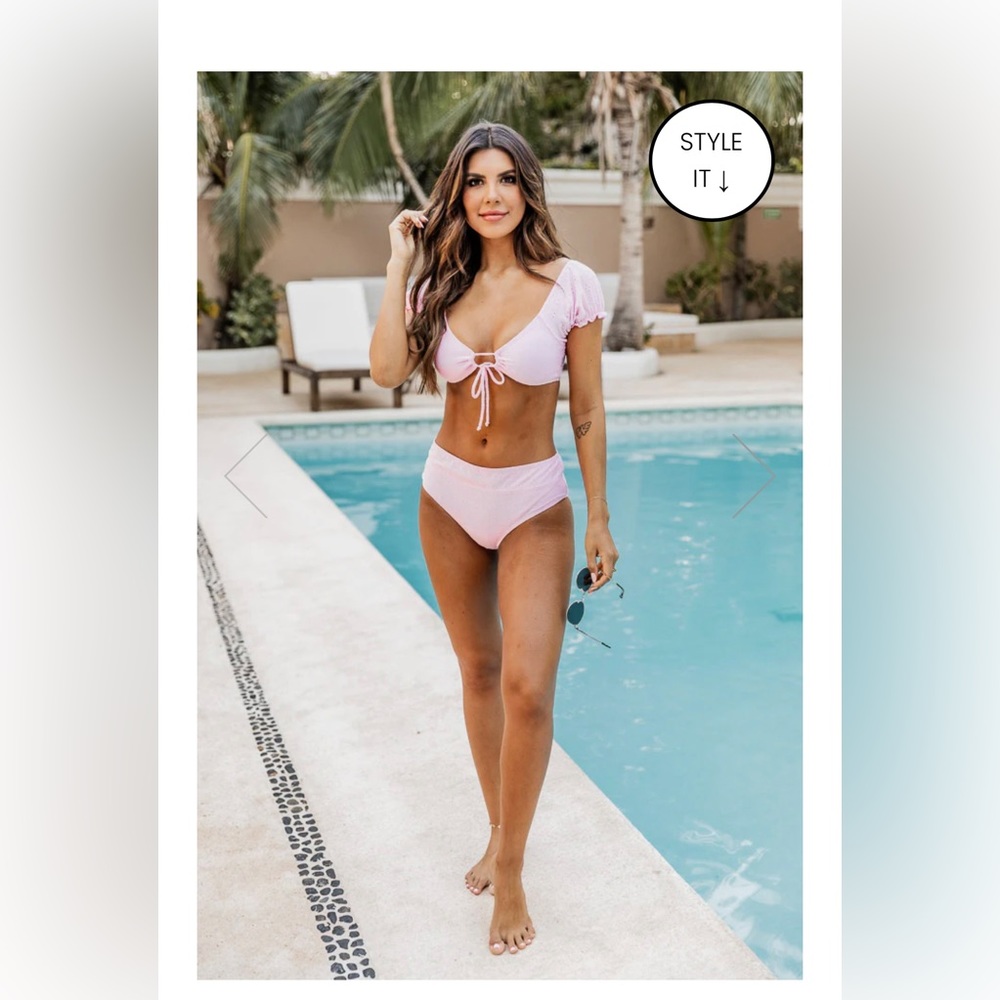 Pink Lily Mermaid Cove Pink Eyelet Bikini (Top and Bottom)